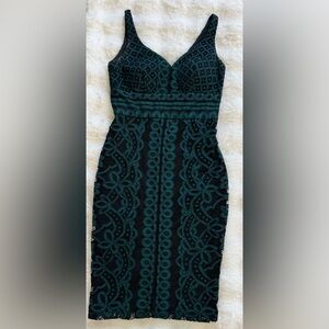 Bisou Bisou Green and Black Lace Dress Size 2
